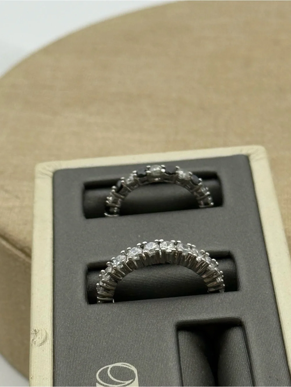 Set of two Black and White Eternity Band Set